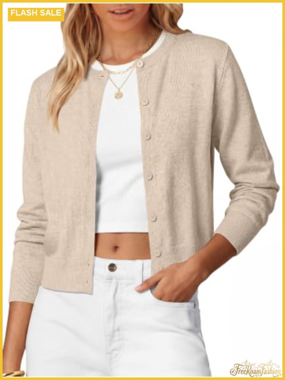 ANRABESS Women's Cropped Button Up Cardigan Lightweight Knit